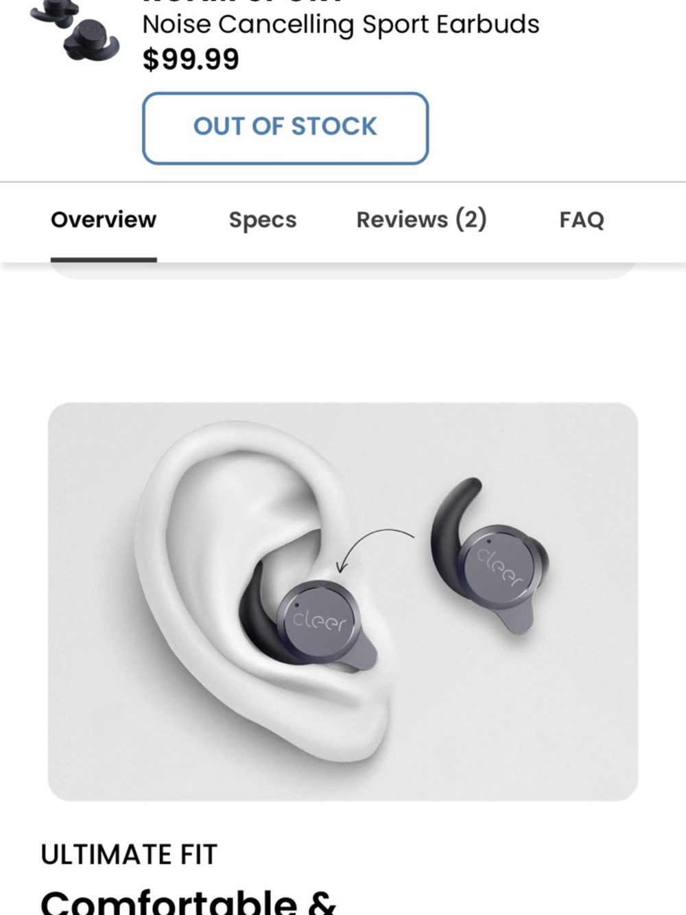 Cleer Roam Sport Noise Cancelling Earbuds (BNIB)